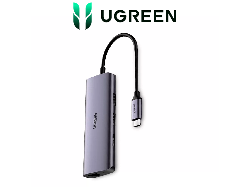 HUB USB 3.0 CON 3 PUERTOS USB 3.0 + 1 PUERTO RJ45 GIGABIT + 1 PUERTO DE ALMCENAMIENTO TIPO C UGREEN CM47